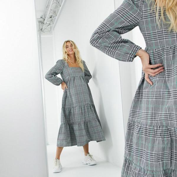 安心の定価販売 グレーチェックのミスガイドマタニティマキシスモックドレス ワンピース レディース 女性 インポートブランド 小さいサイズから大きいサイズまで 代 30代 40代 50代 在庫有 Www Nsmakedonaca Org Rs