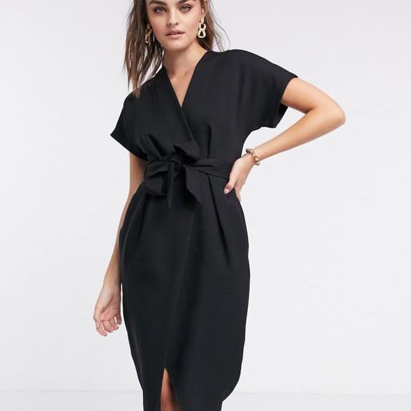 激安ブランド クローゼット Closet London クローゼットロンドンラップタイミディドレス 黒 ワンピース レディース 女性 インポートブランド 小さいサイズから大きいサイズまで 爆安プライス Alfalamanki Com