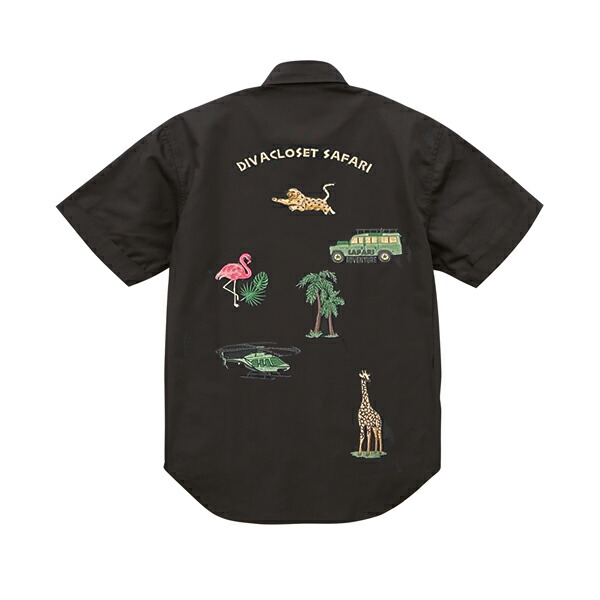 刺繍 バック刺繍 半袖 シャツ ブラック ヴィンテージライク 黒 男性 オシャレ 40代 30代 ストリート ビッグシルエット メンズ スカジャン 大きいサイズ カジュアルTシャツ プレゼント フェス【DIVAオリジナル ブランド】