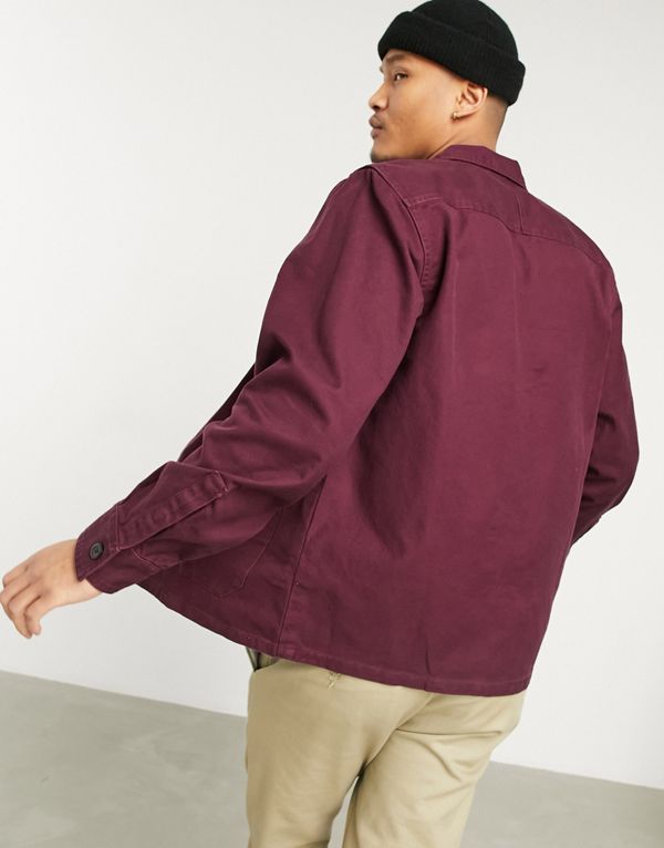 激安通販新作 小さいサイズから大きいサイズまで インポートブランド 男性 メンズ トップス マルーンのディッキーズキャップロック長袖オーバーシャツ Dickies ディッキーズ メンズファッション As