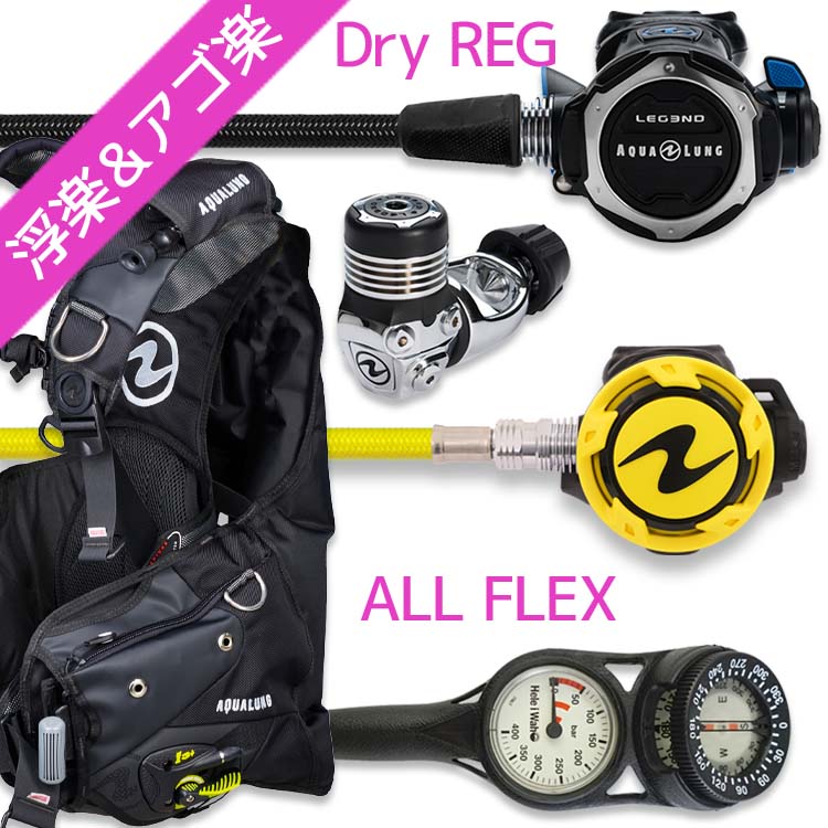 ダイビング 重器材 セット BCD レギュレーター オクトパス ゲージ 重器材セット 4点 【Soul i3-LegendELITE-HLXoctFlx-Hmfx2】 AQUALUNG スキューバダイビング 重器材セット OH オーバーホール クーポン プレゼント アゴ楽 あごらく HID｜ＤＩＶＩＮＧ-ＨＩＤ