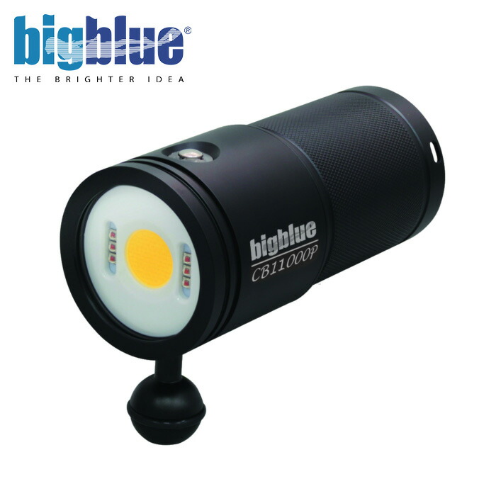 水中ライト Bigblue/ビッグブルー 【CB-11000P】COB LED 大光量 高演色 広範囲 広角 ワイド 拡散光 4段階調光 赤色光 SOS点滅 長時間照射 防水 耐圧 耐腐食 アルミ 映像 動画 撮影 機材 アクセサリー ハンドマウント グローブ ダイビング マリンスポーツ