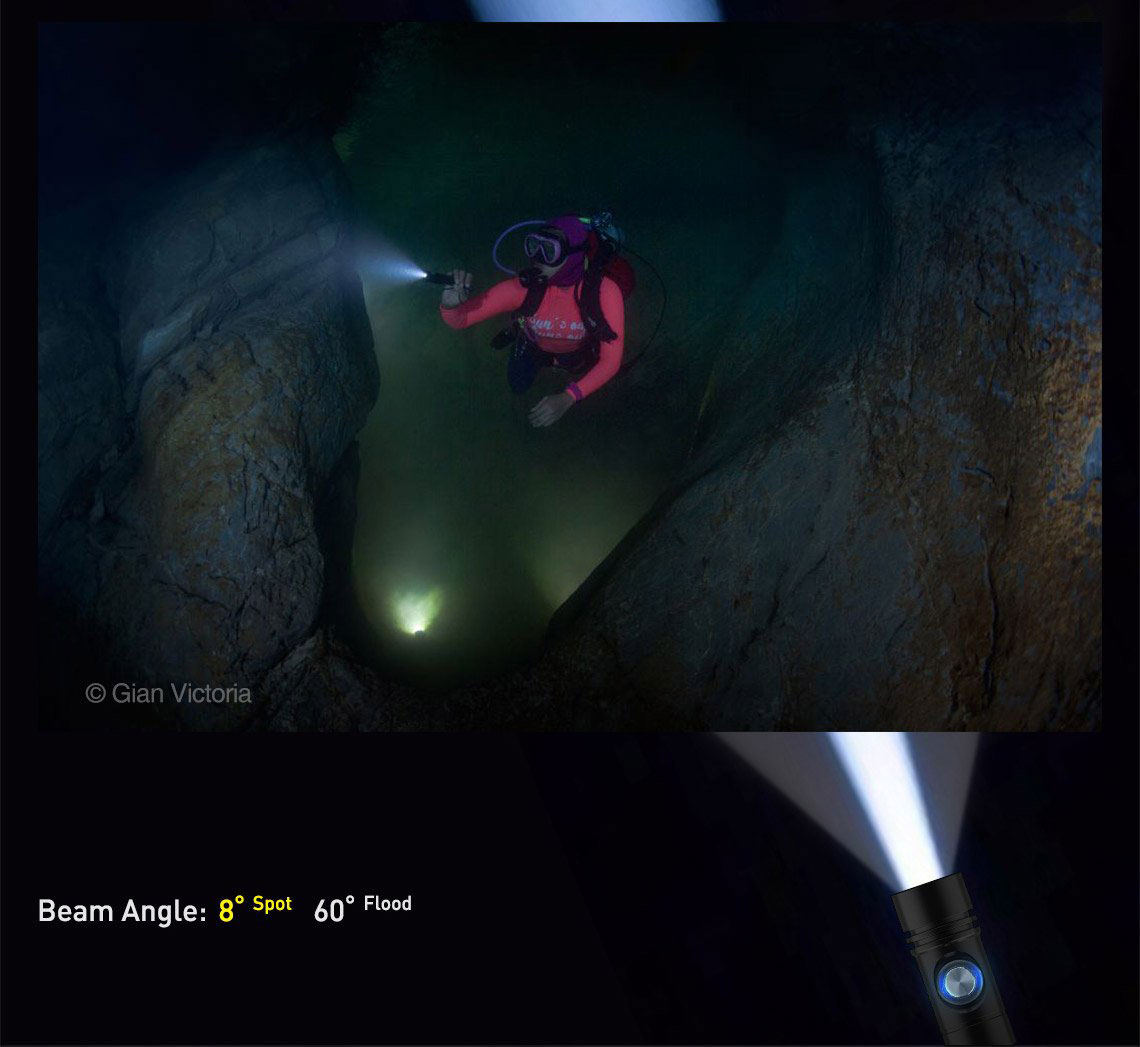 Divepro ダイブプロ 水中ledライト ボタンスイッチ スポット8 100m防水 コンパクトダイブライト 国内正規品 1150ルーメン 6500k 充電式 S11