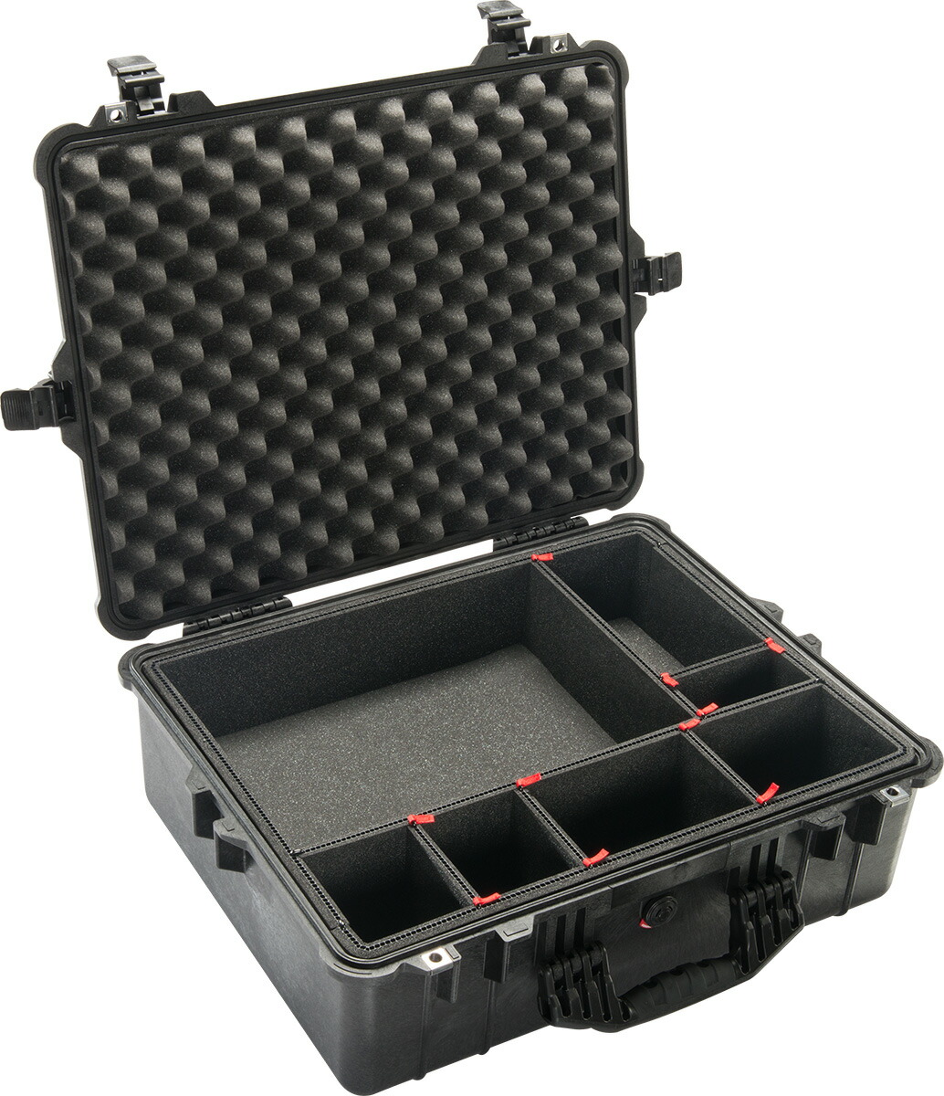 PELICAN(伽藍鳥) 1600TP トレックパックディバイダー付き添い人 プレスアンドプルラッチ 黒いこと 47L [016000-0050-110] 1600 Case with TrekPak\u0026#8482; Press and Pull Latch Black