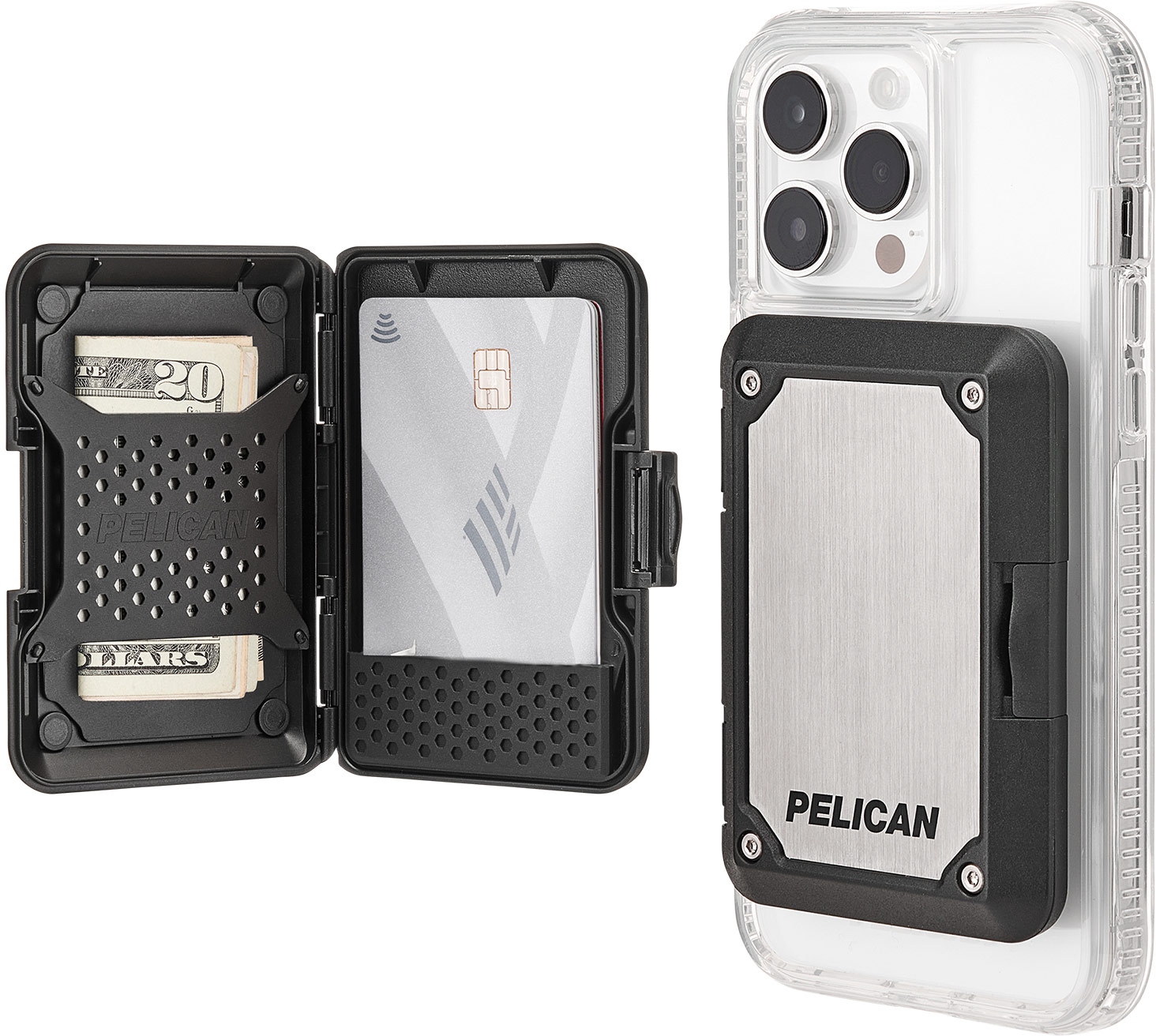 PELICAN ペリカン カードホルダー MagSafe対応 チタニウム [PP053748] 耐衝撃 Pelican Shield ウォレット 背面ケース コンパクト カード収納 シンプル 軽量 カードケース