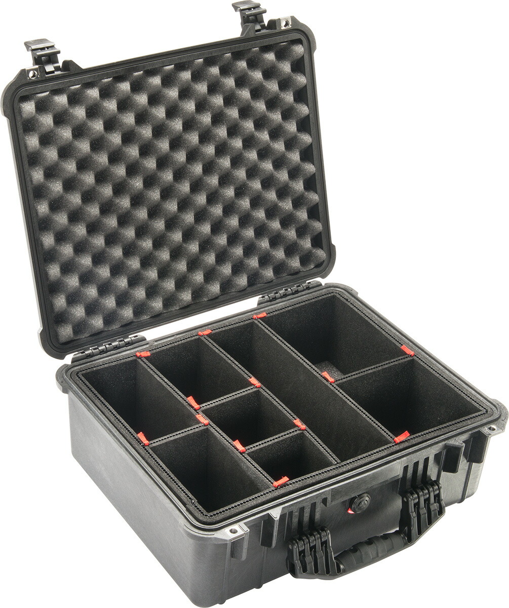 PELICAN(伽藍鳥) 1550TP トレックパックディバイダー付き添い人 プレスアンドプルラッチ 黒いこと 27L [015500-0050-110] 1550TP 1550 Case with TrekPak\u0026#8482; Press and Pull Latch Black