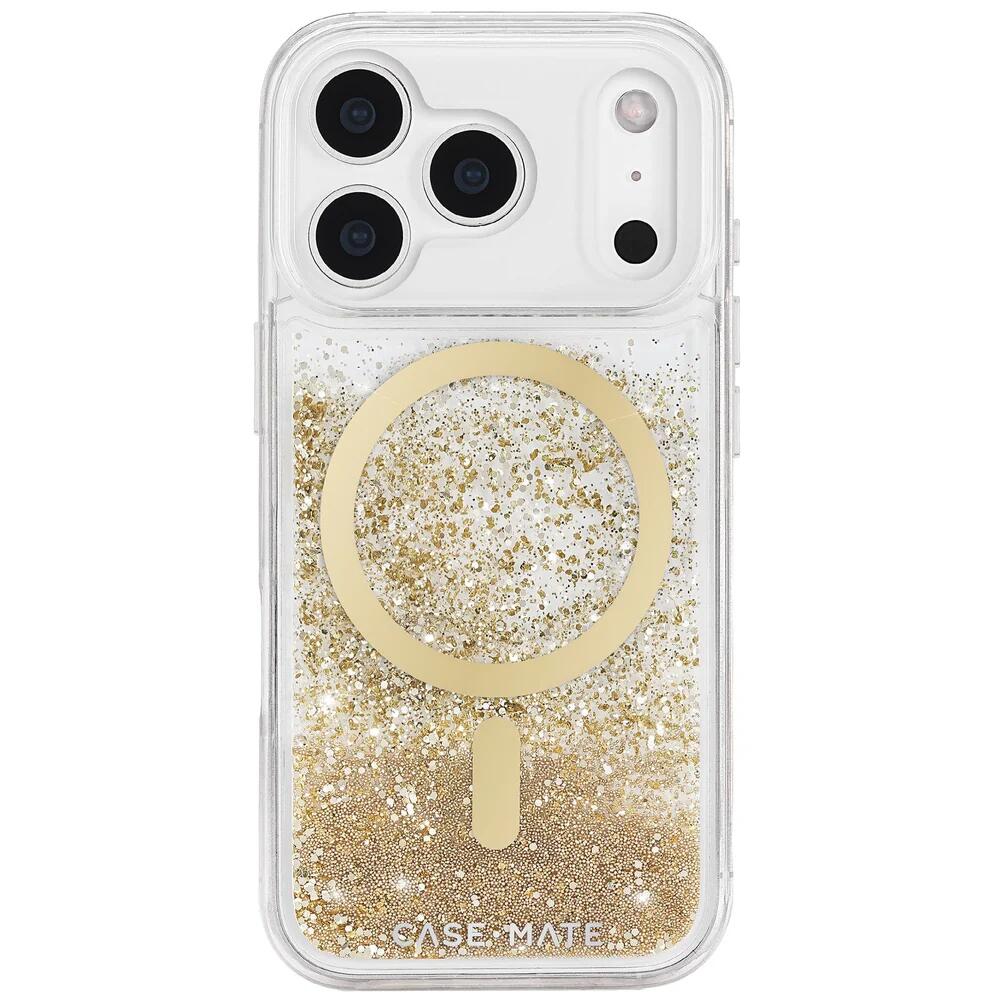 Case-Mate ケースメイト ウォーターフォール ゴールド iPhone17 Pro用 MagSafe対応 [CM057304] Waterfall - Gold MagSafe 耐衝撃 スマホケース 流れるラメ