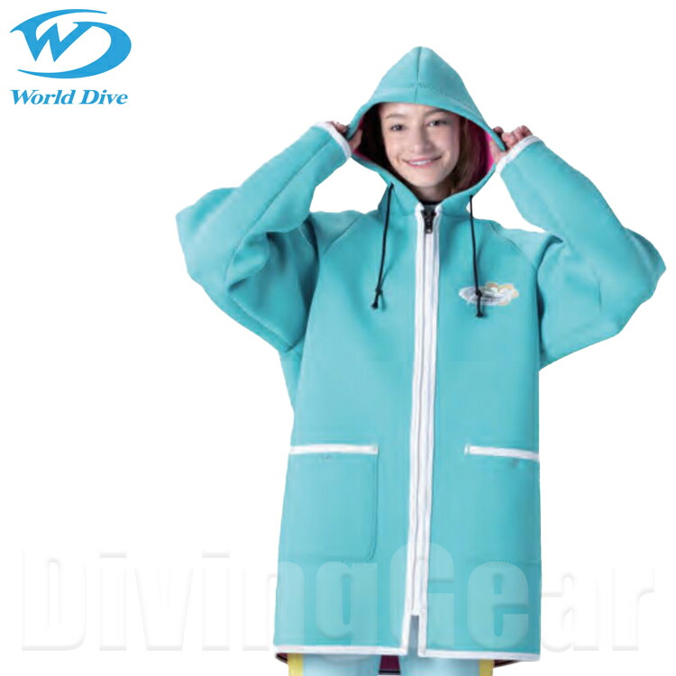World Dive(ワールドダイブ)　ビーチコート 2mm スタンダードジャージ (ユニセックス) [BH601F] Beach Coat 防寒用マリンコート ボートコート 保温 ウエットスーツ ドライスーツ 男性 女性 フード付き ダイビング セミオーダー画像
