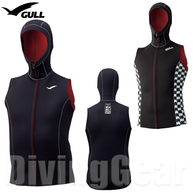 GULL ガル GW-6645B VEST フード付き WET ウエット x FIRフードベスト メンズ 3mm 2mm