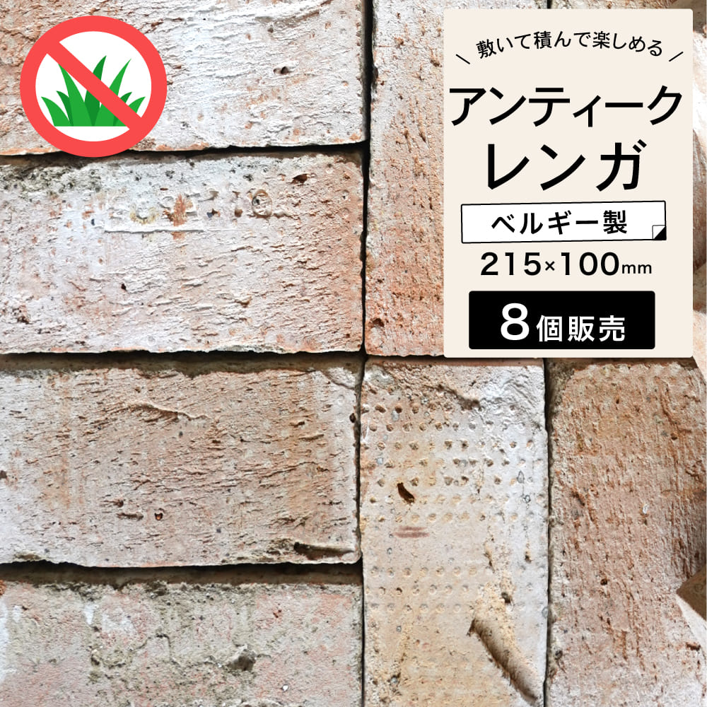 レンガ ブリック ハンドメイドレンガ　約215×100×65mm　白 ホワイト ベルギー製 レンガブロック 敷石 アプローチ 花壇 暖炉 造園 ガーデニング エクステリア DIY【アンテブリック 118 ケンブリッジホワイト 8個セット販売】※代引き不可・メーカー直送品