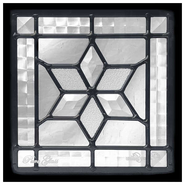 ステンドグラス (SH-D52) 200×200×18mm デザイン ピュアグラス Dサイズ （約1kg） クリア ※代引不可