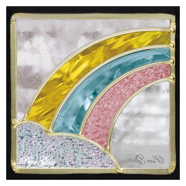 ステンドグラス (SH-D16) 200&times;200&times;18mm レインボー 虹 ピュアグラス Dサイズ （約1kg） ※メーカー在庫限り ※代引不可 【沖縄・離島配送不可】｜ウッドデッキ エクステリア リーベ