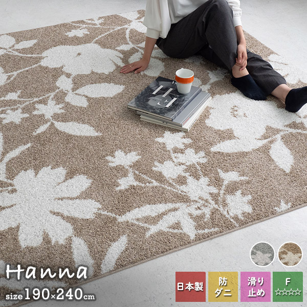 ラグ ハンナ 190×240cm スミノエ 日本製 防ダニ 【代引不可】|ウッドデッキ エクステリア リーベ