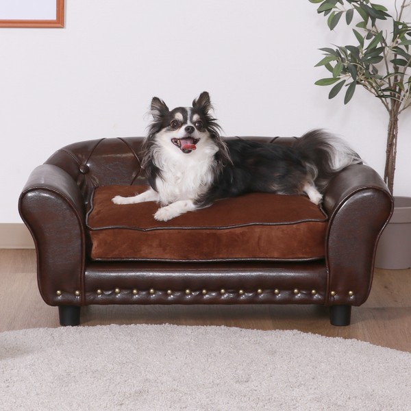 ペットソファ チェスターフィールド風 ブラウン (45233) 犬 猫 ※北海道+1200円 【代引不可】