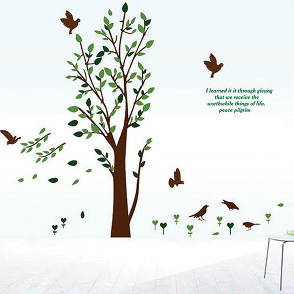 楽天市場 ウォールステッカー 緑木と鳥たち ウォールステッカー 北欧 ウォールステッカー 木 ウォールステッカー 英字 ウォールステッカー 壁紙 ウォールステッカー トイレ ウォールステッカー 壁紙シール リメイクシート インテリア シート シール Diyリフォーム