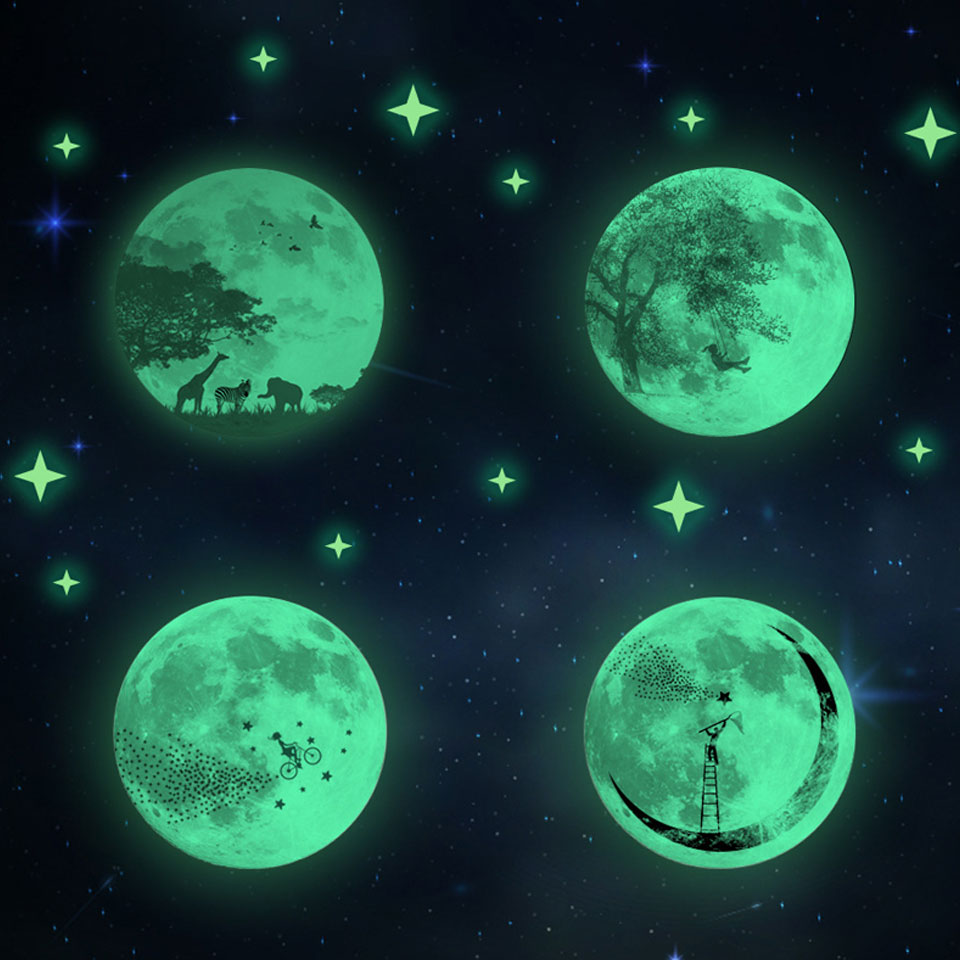 楽天市場 ウォールステッカー 月 蓄光 Moon 星 満月 天空 夜空 ムーン