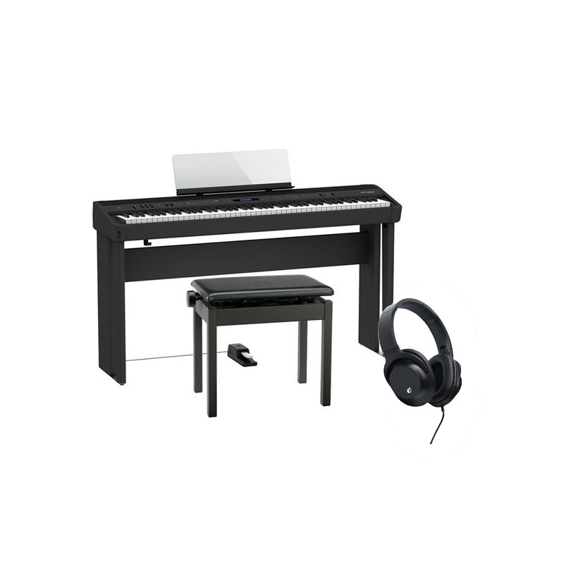 Roland 【お取り寄せ商品】FP-90X-BK + 専用スタンド + 高低自在イスセット【ヘッドホン・お手入れクロス付】【代引不可】【沖縄・離島送料別途見積】(電子ピアノ) 電子ピアノ・その他鍵盤楽器 電子ピアノ