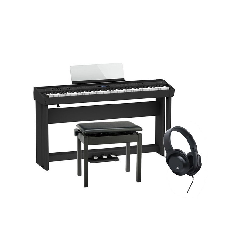 Roland 【お取り寄せ商品】FP-90X-BK +専用スタンド+3本ペダル+高低自在イスセット【ヘッドホン・お手入れクロス付】【代引不可】【沖縄・離島送料別途見積】(電子ピアノ) 電子ピアノ・その他鍵盤楽器 電子ピアノ