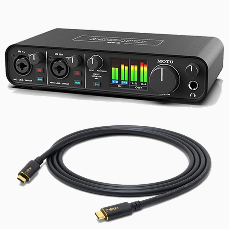 翌日配達 MOTU M4 + Oyaide SCI-04 セット (モツ)(USB-Cオーディオインターフェイス)(オヤイデ)(Thunderbolt3互換USB4 Type-C-Type-C　1.2ｍ) DTM オーディオインターフェイス