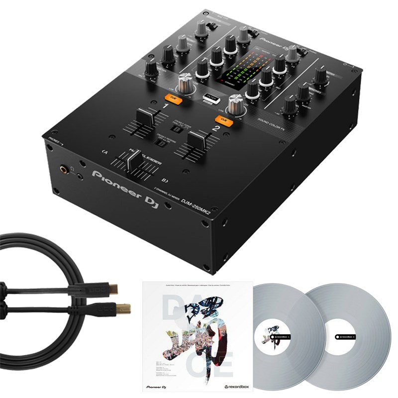 Pioneer DJ DJM-250MK2 + コントロールヴァイナルRB-VD2-CL+ UDG製 USBタイプC-BケーブルSET 【rekordbox対応 2ch DJミキサー】 DJ機器 DJミキサー
