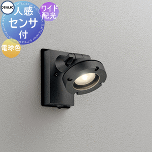 エクステリア 屋外 照明 ライト オーデリックODELIC スポットライト OG254898 ブラック 電球色 人感センサON-OFF型 ビーム球150W相当 ワイド配光