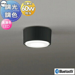オーデリック ODELIC 調光調色 小型最高限度ともし火 OL291449BCR 黒いこと 高演色LED 白熱電球色～昼光色 Bluetooth相応う機種 遠隔操作別売 高温発光灯60W好いかげんに 平ったい形LED白熱電球をやとい入れるした、照明ランプ取り替えっこ能力のあるなパウダーコンパクト最高限度