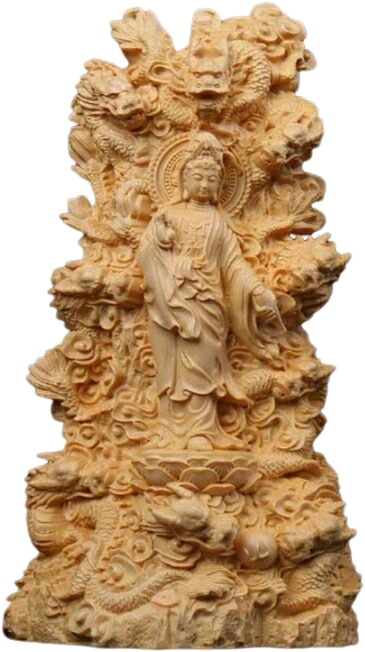 黄楊細密彫り 九龍滴水観音菩薩 仏像 東洋彫刻 彫刻 九龍 観音様 観音さま 観音菩薩 開運インテリア 開運 守護 木彫 幸運 福運 お守り 厄災 苦悩 風水 龍 富 福 聖獣 崇拝 如意宝珠 誕生日 プレゼント ギフト 贈り物 事務所開き お祝い事 幸運グッズ 開運グッズ