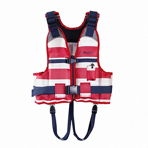 【当店限定P2倍確定】双進(SOSHIN) リバレイ キッズフローティングベスト レッドボーダー 110cm 20kgまで