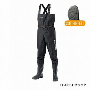 シマノ(SHIMANO) ハイパーウェーダー チェストハイ・カットピンフェルトソール L 25.5-26.0 ブラック FF-055T ウェイダー ウェダー ウエダー 胴長 防水