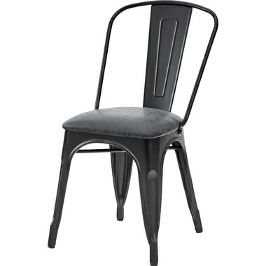 AZUMAYA(東谷) スチールチェア 座面ソフトレザー ブラック｜PC-253BK｜Wishop 店 10,755円