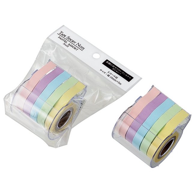 テープふせん紙10mm×5m(パステル)5ロール 240個セット プチギフト お徳用 雑貨 景品 粗品 販促 プチ ギフト|ギフト・景品のディーネットモール