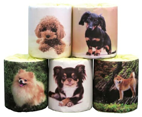 犬1ロール 5柄アソート　100個セット　　 景品 粗品 トイレットペーパー トイレットロール トイレ まとめ買い 安い 送料無料 特価 ノベルティ イベント用 粗品向け 販促用 面白い 業務用 シンプル 配布用 集客 ショップ 来場 消耗品 プレゼント