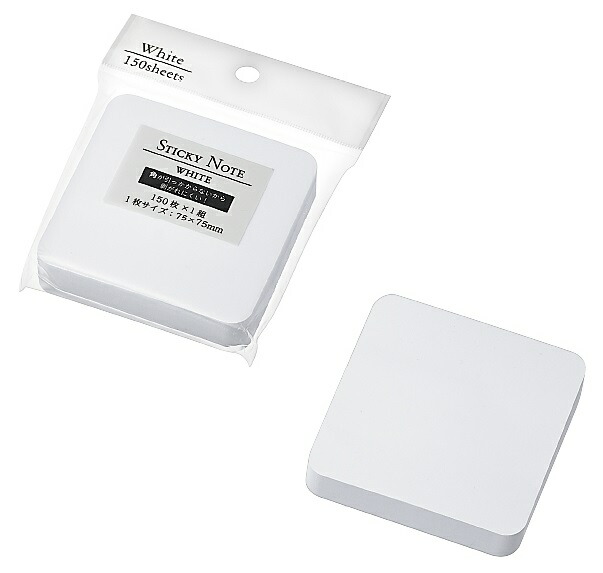 角丸ふせん紙 75&times;75mm1P ホワイト　240個セット　　付箋 ふせん フセン メモ メッセージ 事務 ステショナリー はがせる｜ギフト・景品のディーネットモール