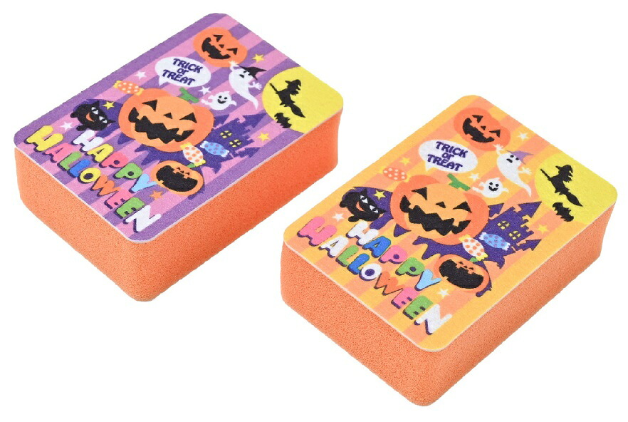 ハロウィン 景品 ハロウィン キッチンスポンジ2コ入　ハロウィン グッズ かぼちゃ ハロウィーン Halloween 仮装 年末 子ども会 来場 教室 自治会 保育園 幼稚園 セール 安い 激安 まとめ買い 景品｜ギフト・景品のディーネットモール