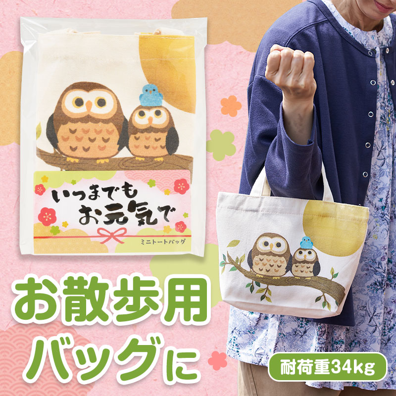 敬老の日　いつまでもお元気で ミニトートバッグ　　　 けいろうの日 グループホーム 老人ホーム 自治会 町内会 プレゼント ギフト お祝い 男女兼用 施設 食事会 記念品 おじいちゃん おばあちゃん まとめ買い 景品 安い