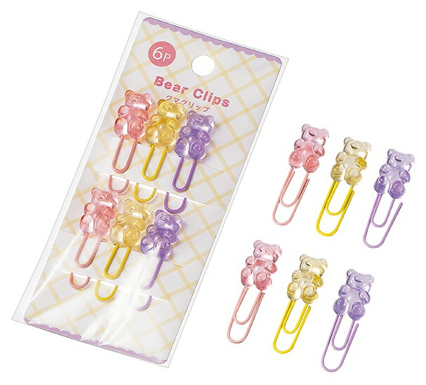 クマクリップ6P　180個セット　　 文房具 事務用品 ペーパークリップ バインダー ブックマーカー 手紙 オフィス 可愛い ステーショナリー デザインクリップ モチーフ ラッピング メッセージカード 景品 粗品 販促品 ノベルティ プチギフト まとめ買い 来場 記念品