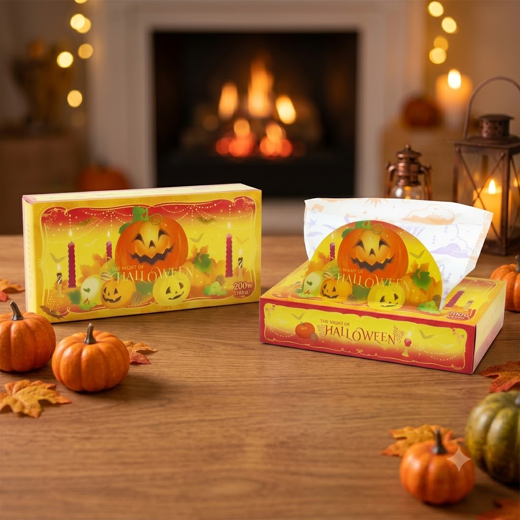 ハロウィンBOXティッシュ120W　ハロウィン グッズ かぼちゃ ハロウィーン Halloween 仮装 年末 子ども会 来場 教室 自治会 保育園 幼稚園 セール 安い 激安 まとめ買い 景品｜ギフト・景品のディーネットモール
