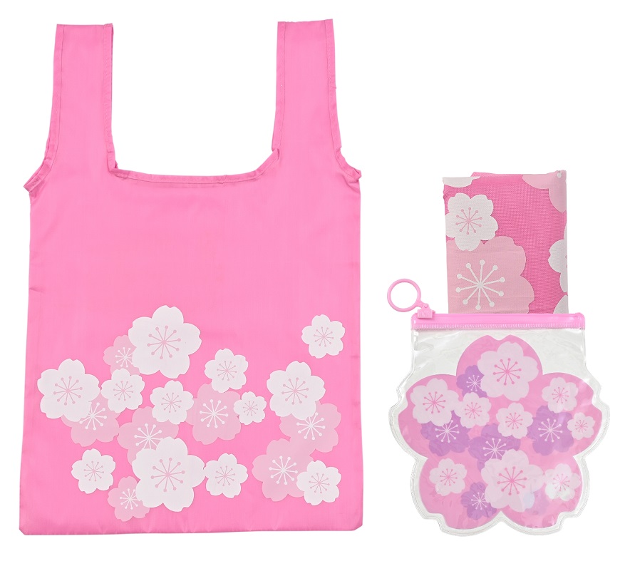 さくらエコバッグ（ダイカットPVCポーチ付）　150個セット　　桜 さくら サクラ プチギフト 景品 おすすめ 花のギフト 法人 新生活 入学 卒園 先生 プレゼント 卒業式 退職 送別会 お別れ会 景品 粗品 販促品 ノベルティ プチギフト まとめ買い 来場 記念品｜ギフト・景品のディーネットモール