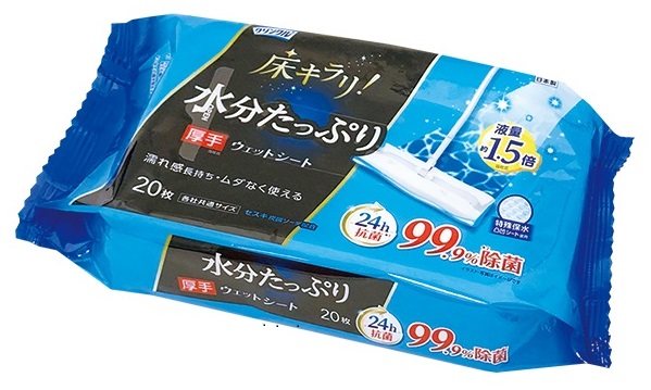 クリンクル 床キラリ 水分たっぷりフローリングウェットシート20枚　150個セット　　床掃除シート ワイパーシート 使い捨て ウェット 床キラリ フロアシート クリーナー 掃除用品 消耗品｜ギフト・景品のディーネットモール 9,612円