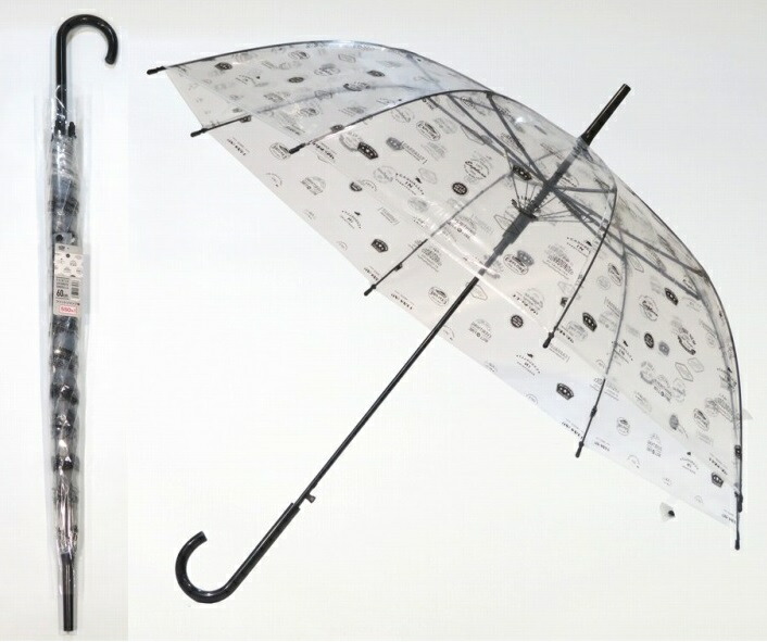 プリントジャンプ傘60cm　48個セット　　 かさ カサ ビニール傘 ビニガサ 透明傘 雨傘 雨具 透明窓 軽量 軽い 通勤 通学 ビニ傘 シンプル 雨具 コンビニ 売店 ホテル 店 旅館 まとめ買い 大量購入 ディスカウント 激安 セール 15,375円