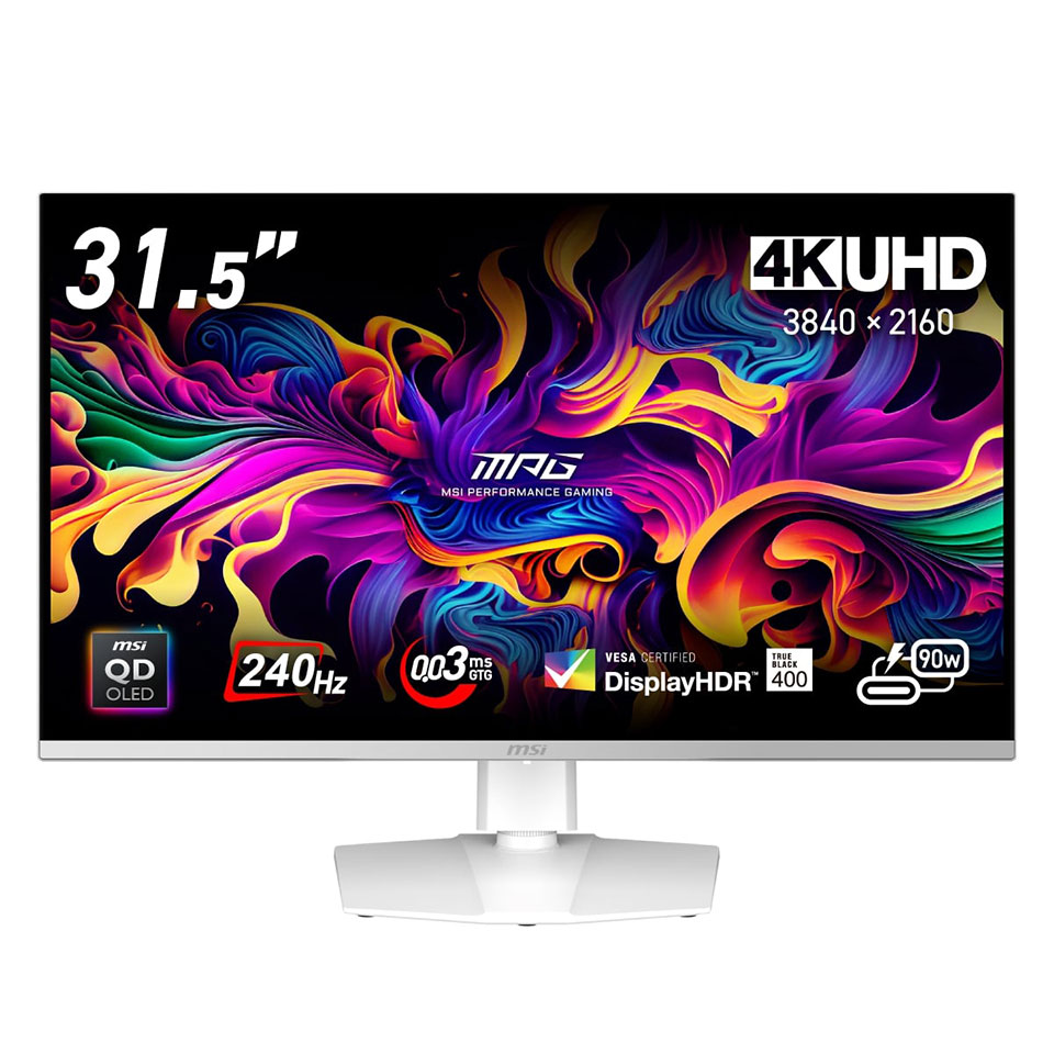【お取り寄せ】MSI (MPG-321URXW-QD-OLED) 31.5インチ 240Hz 4K UHD ゲーミングモニター (3840 x 2160 (240Hz) /HDMI2.1 /Displayport1.4a /USB Type-C)
