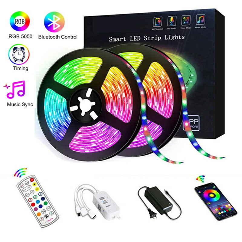 LEDテープライト 10M超長 RGB SMD5050 ledテープ 防水 調光調色 リモコン操作 超高輝度 テープライト 明るい 間接照明 正面発光 切断可能 両面テープ 取付簡単 アダプタ付き LEDテープ型 屋内外装飾 ledライト
