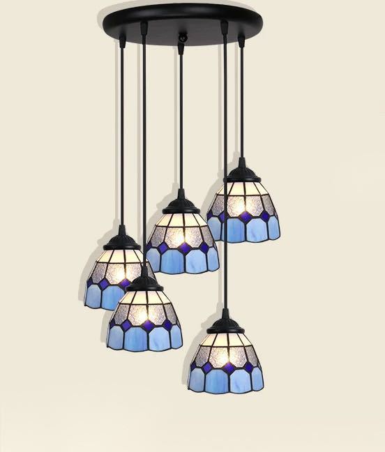 天井照明ステンドグラス ペンダントライト ステンドグラスランプ ガラス工芸品 電源直結タイプ