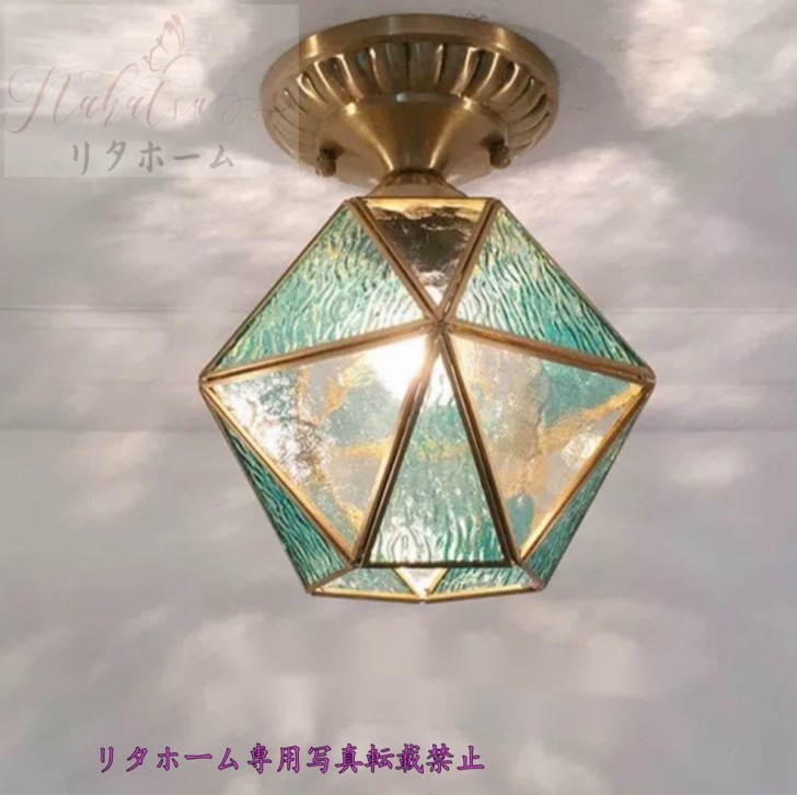 ステンドグラス ペンダントライト ．豪華天井照明ステンドグラスランプ ガラス工芸品 電源直結タイプ