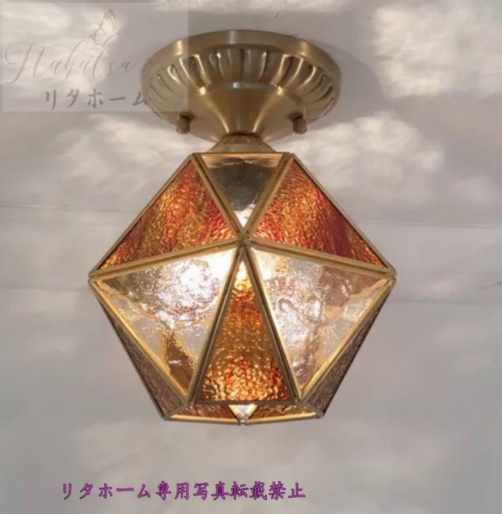 ステンドグラス ペンダントライト ．豪華天井照明ステンドグラスランプ ガラス工芸品 電源直結タイプ