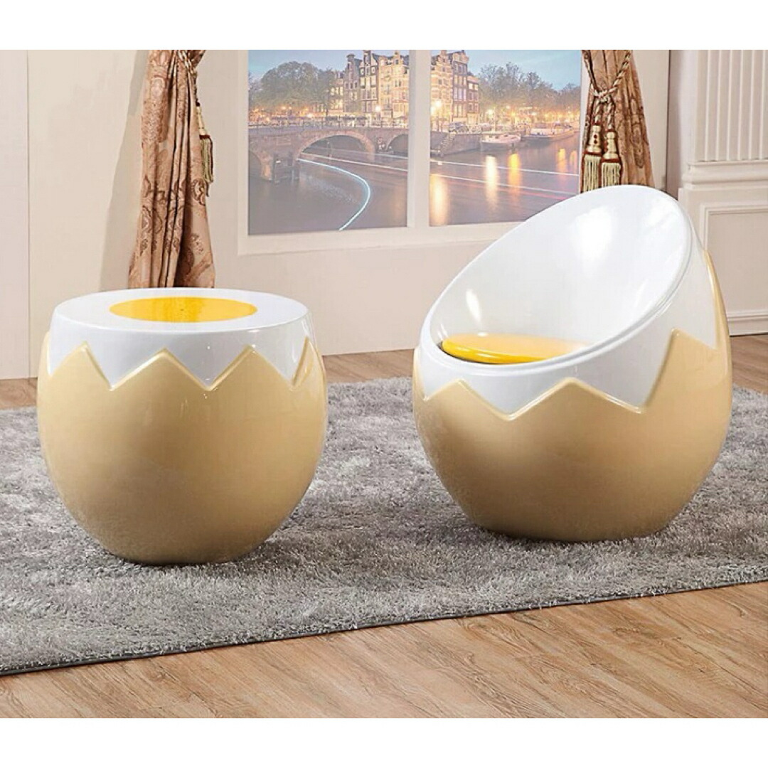 たまごモチーフテーブル＆チェア1脚セット 2点セット カフェ屋レストラン｜BOBDOG SHOP