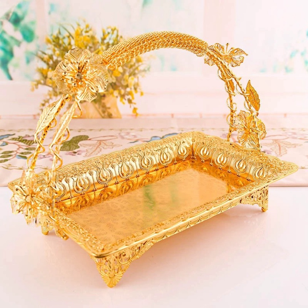 高級果物皿　盛り皿 お菓子皿、フルーツプレート、花柄豪華～果物カゴ お菓子鉢．