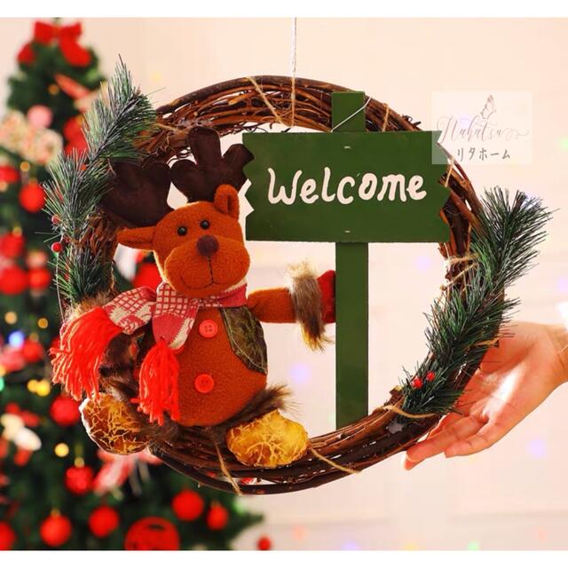 クリスマスリース クリスマス花輪 ドアリース 壁飾り 人工造花 デラックスリース