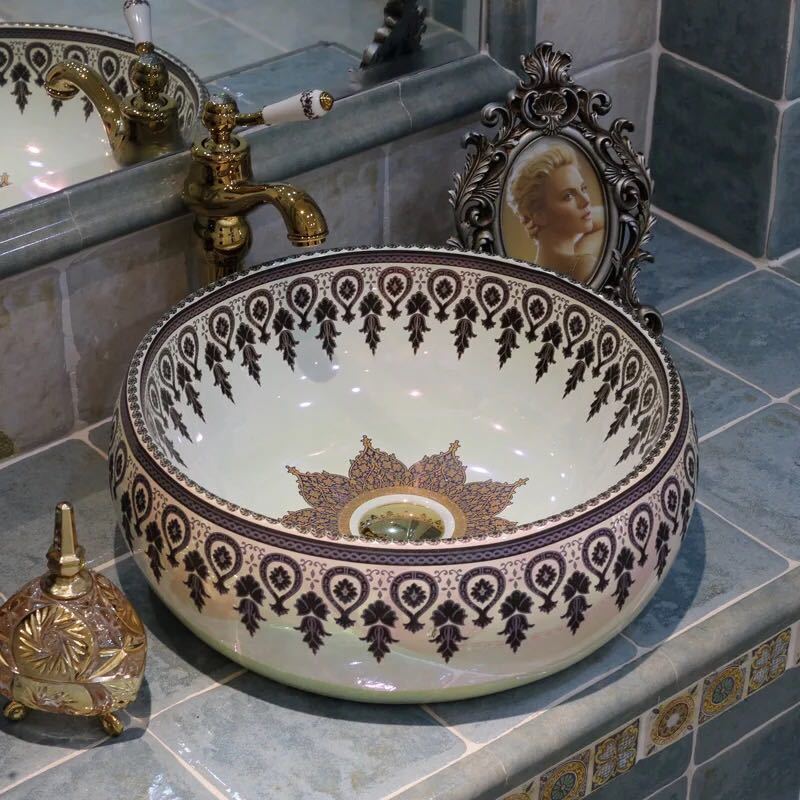 楽天市場】A035378洗面ボウルセット 洗面ボール 陶器 手水鉢 手洗器