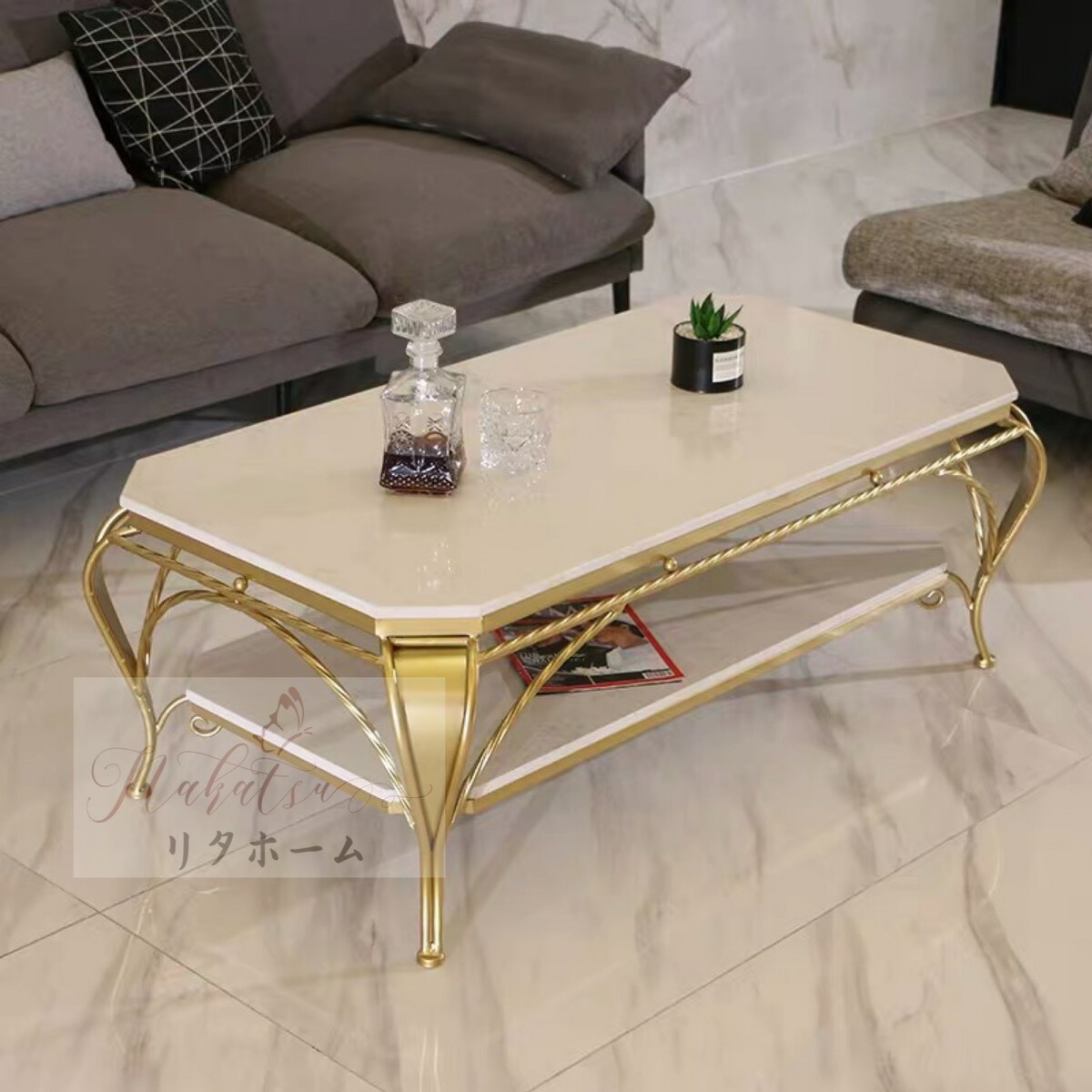 楽天市場】A014906人造大理石ローテーブル リビングテーブル センター